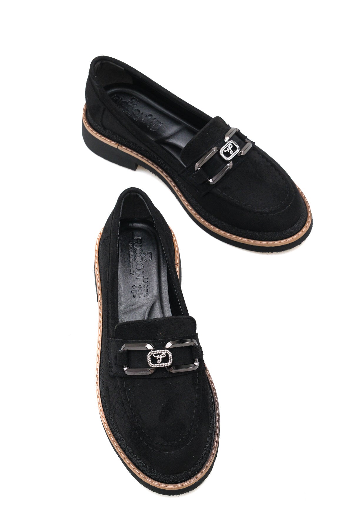 Riccon Vega Pia Kadın Loafer 0012506 Siyah Süet