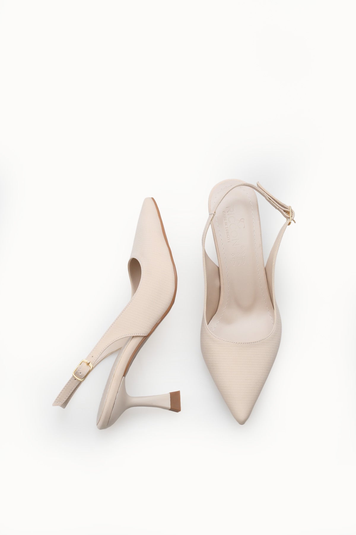 Riccon Kadın Sivri Burunlu Arkası Açık İnce Topuklu Ayakkabı 0012720 Ten Kroko