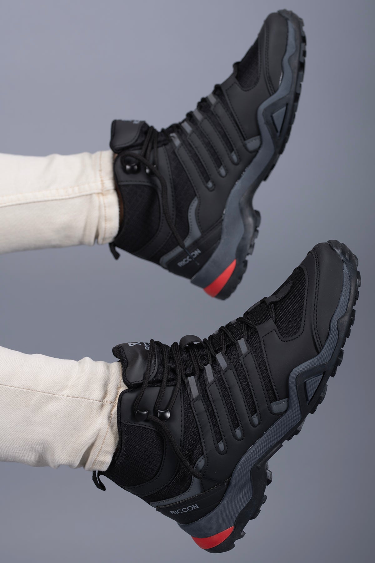 Riccon Nalgail Erkek Trekking Bot 001272 Siyah Kırmızı