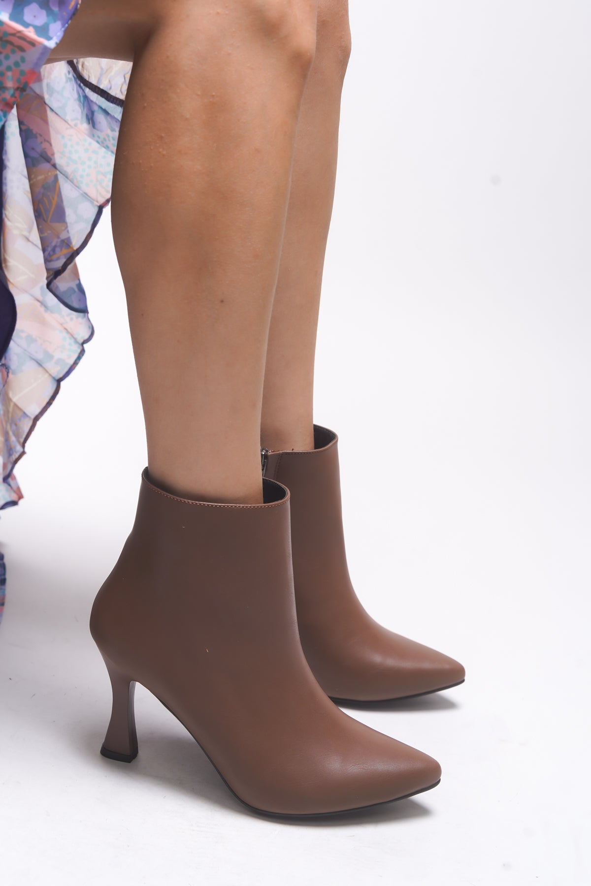 Riccon Ticlath Kadın Topuklu Bot 00128503 Taba Cilt