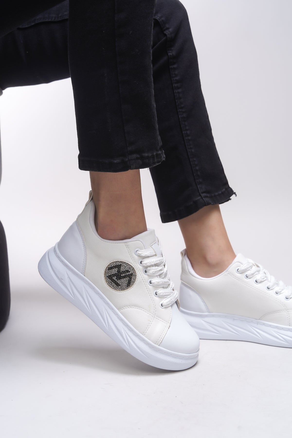 Riccon Libtihne Kadın Sneaker 0012238 Beyaz Keten