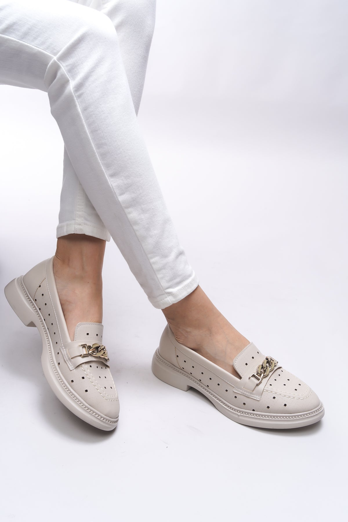 Riccon Jessimyra Kadın Loafer 0012454 Ten Cilt