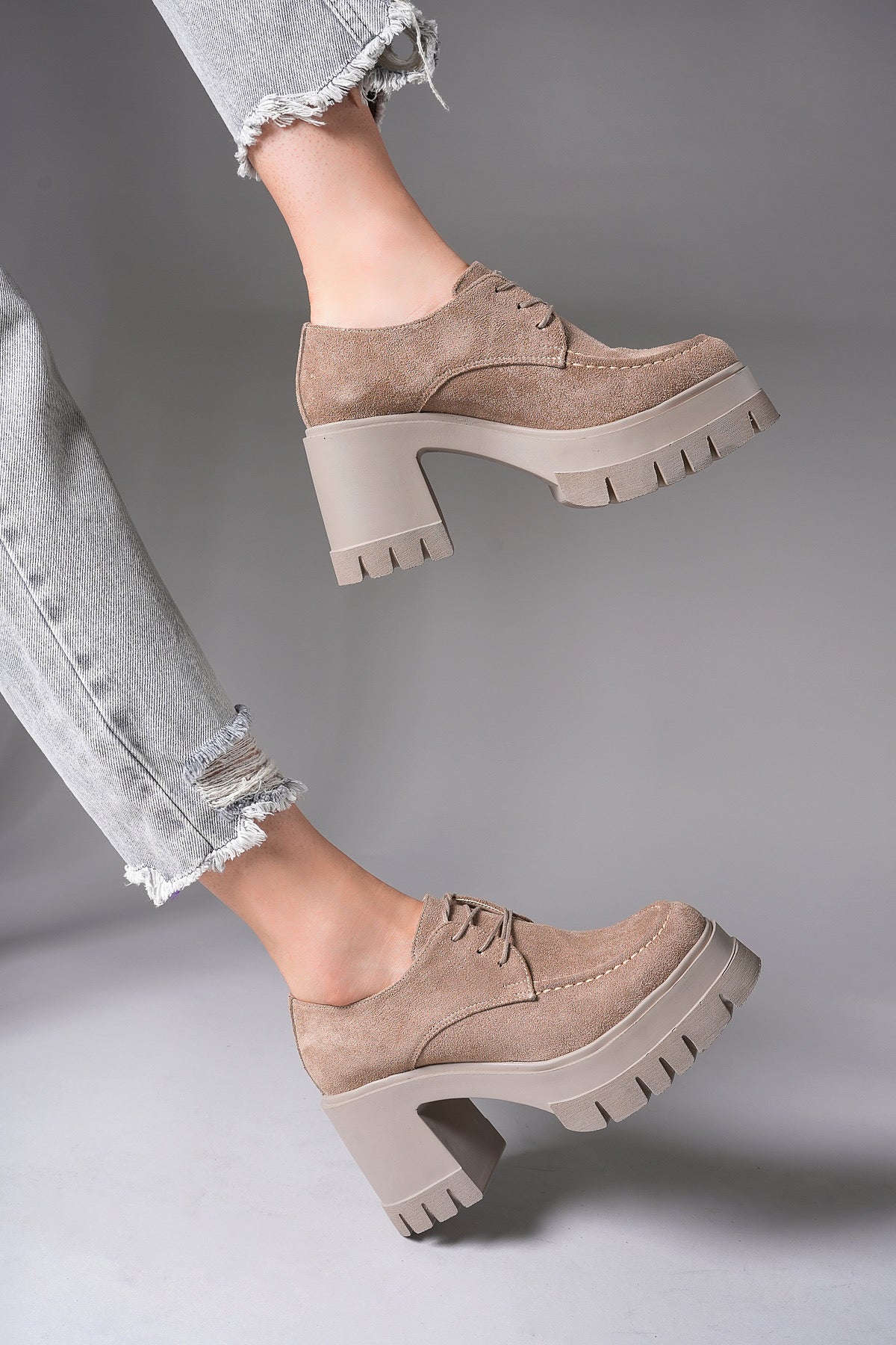 Riccon Enyfsera Kadın Loafer 0012507 Vizon Süet