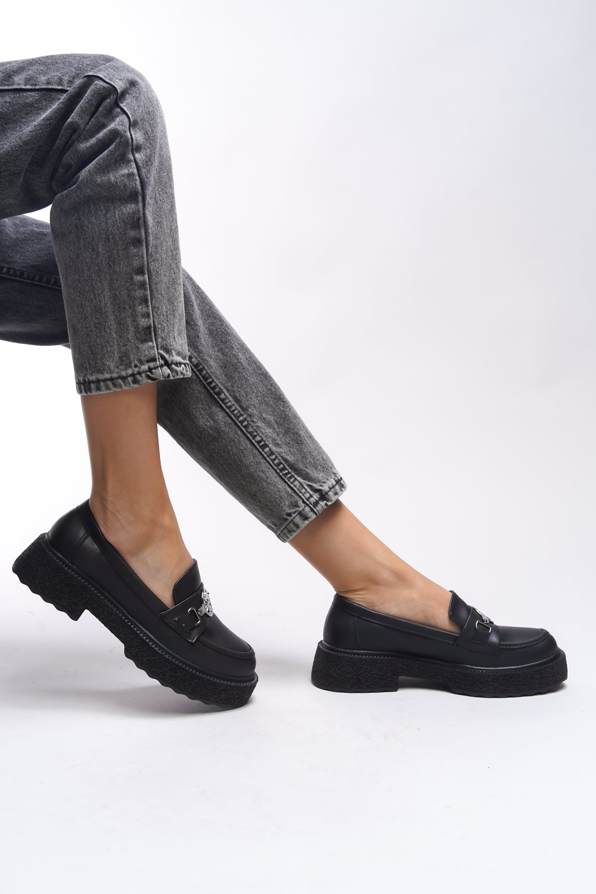 Riccon Iomrukh Kadın Loafer 00121912 Siyah Cilt