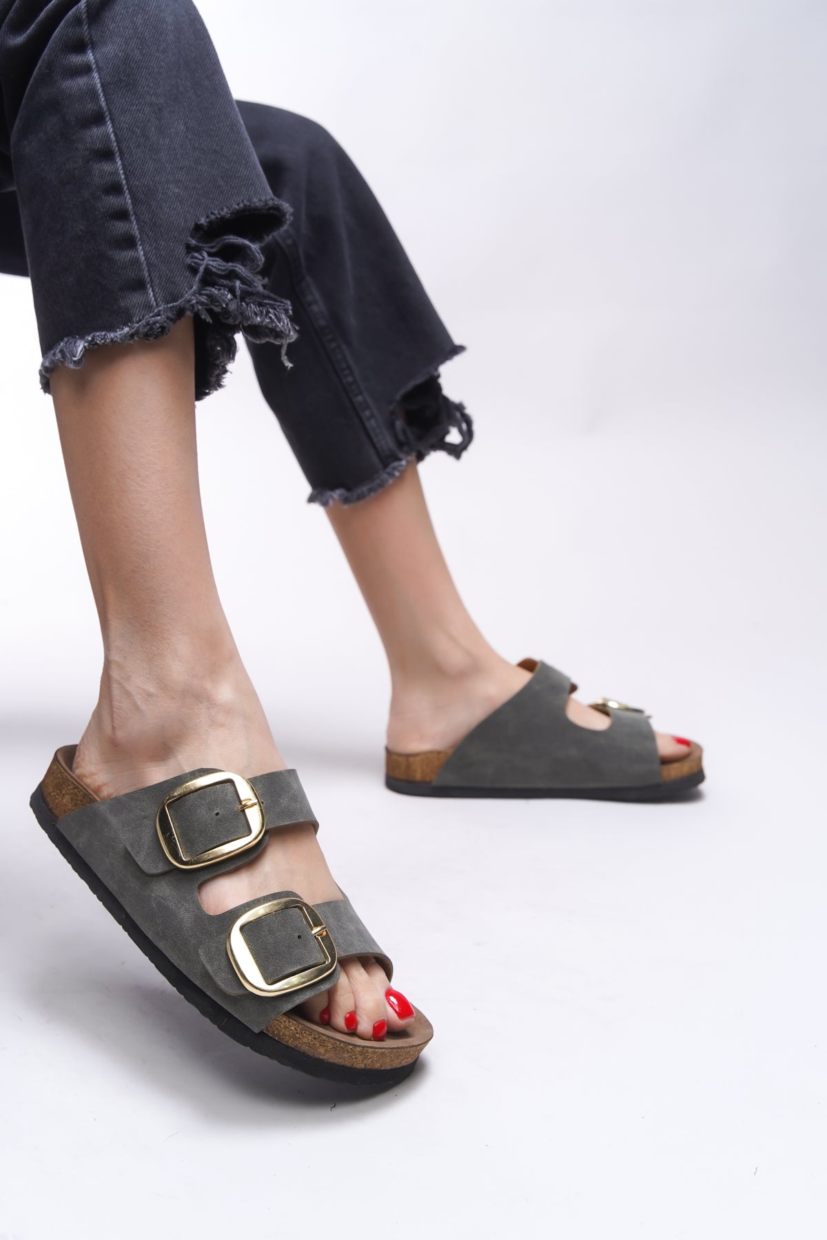 Riccon Vylsula Kadın Çift Tokalı Terlik 0012602