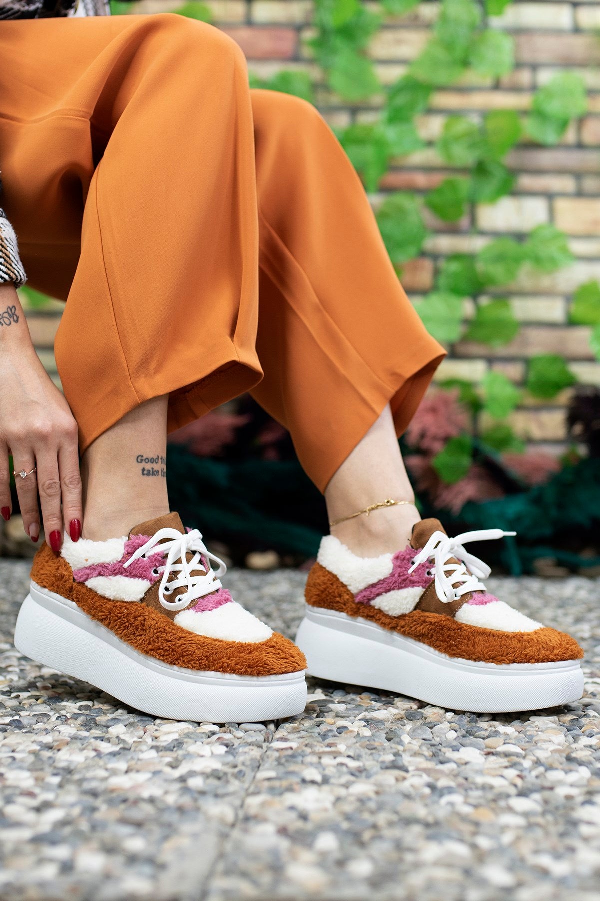 Riccon Kadın Tüylü Sneaker 0012106