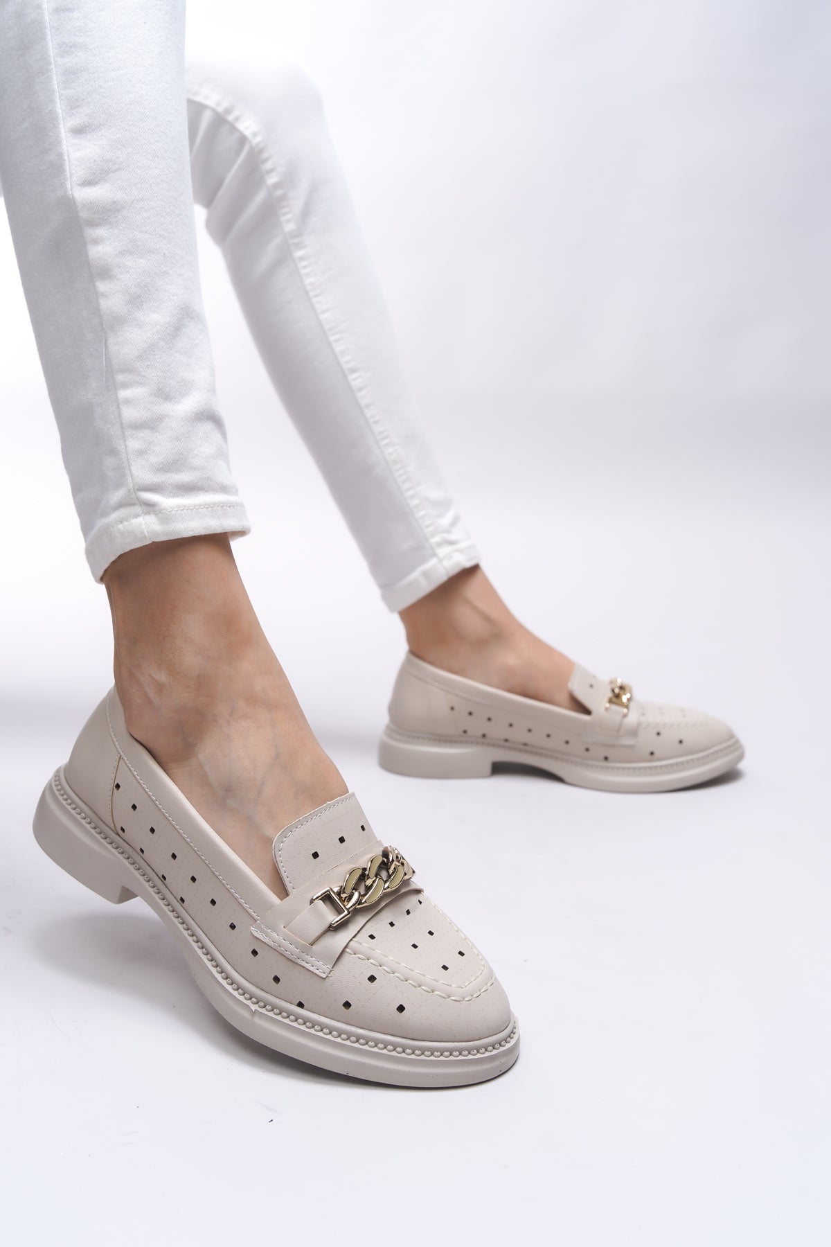 Riccon Jessimyra Kadın Loafer 0012454 Ten Cilt