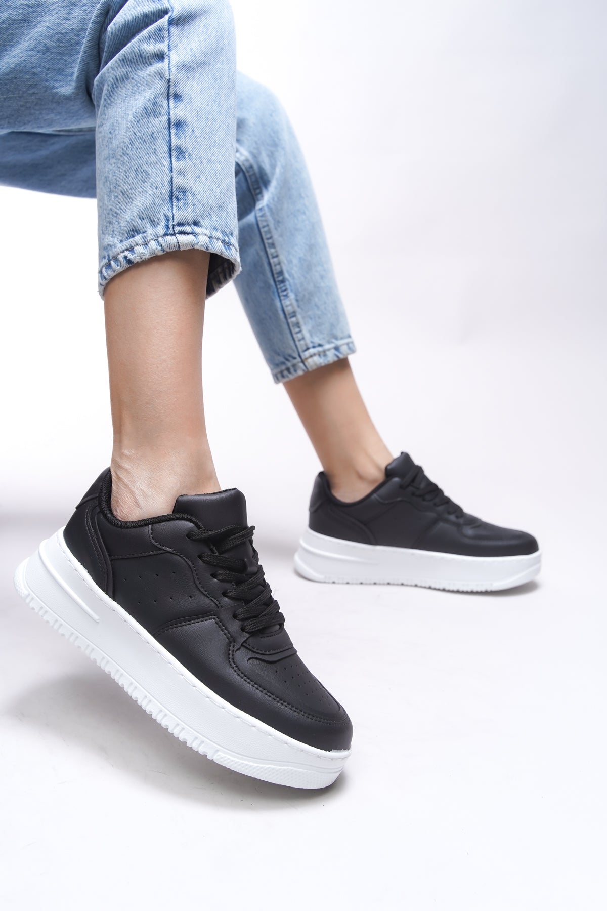 Riccon Kadın Sneaker 0012255 Siyah Beyaz
