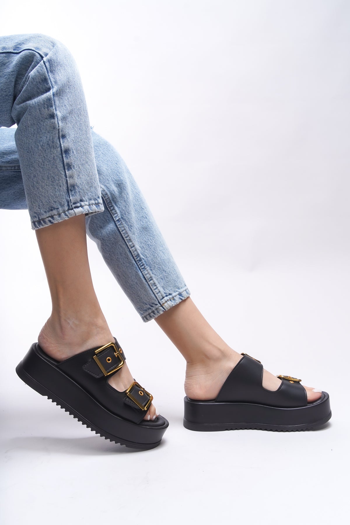 Riccon Winledha Kadın Çift Tokalı Terlik 001278