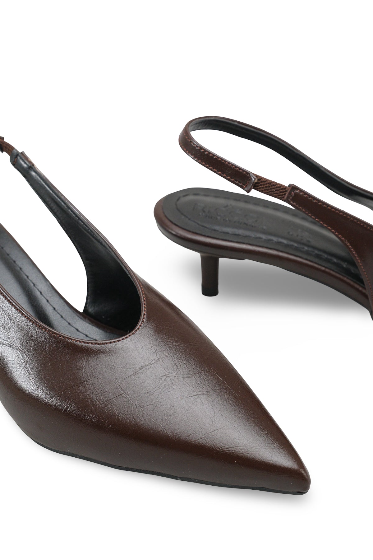 Riccon Kadın Sivri Burunlu Arkası Açık İnce Topuklu Ayakkabı 0012260 Kahverengi Rustik