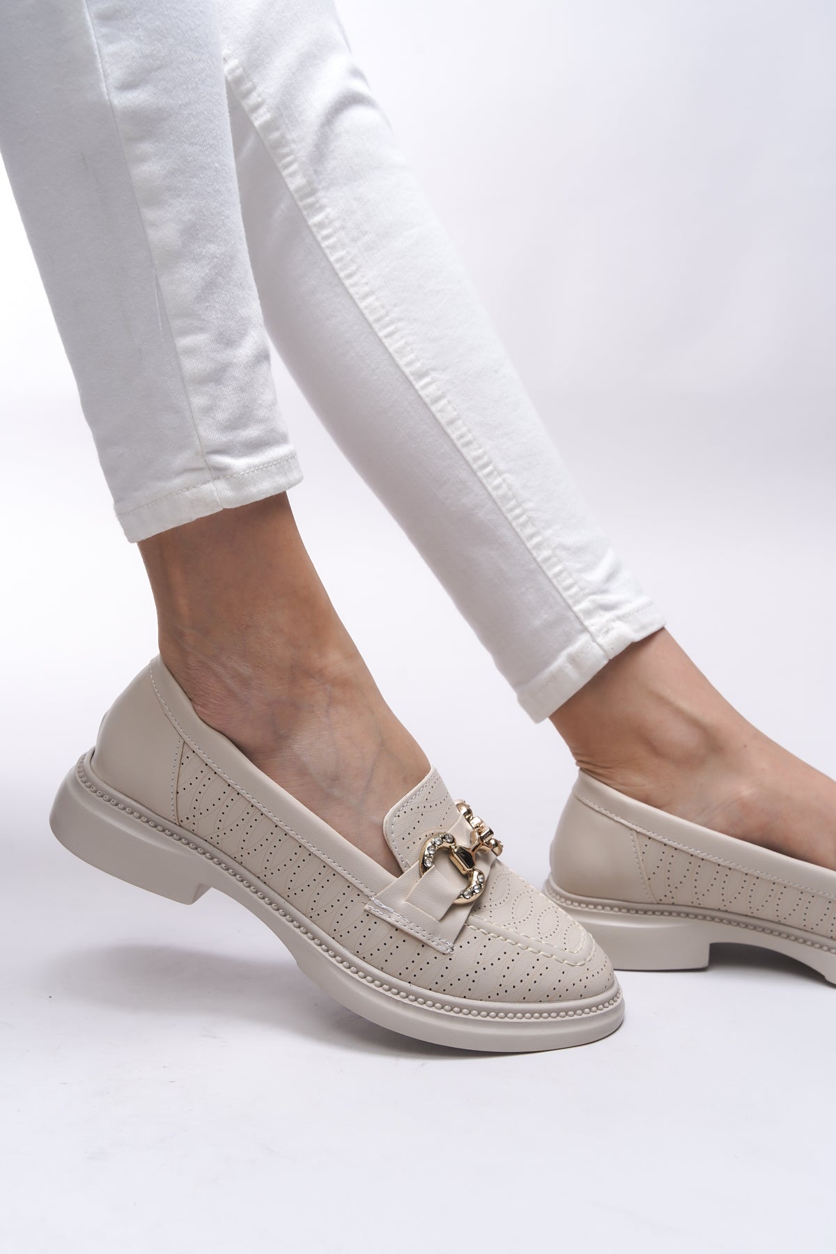 Riccon Jintheris Kadın Loafer 0012453 Ten Cilt