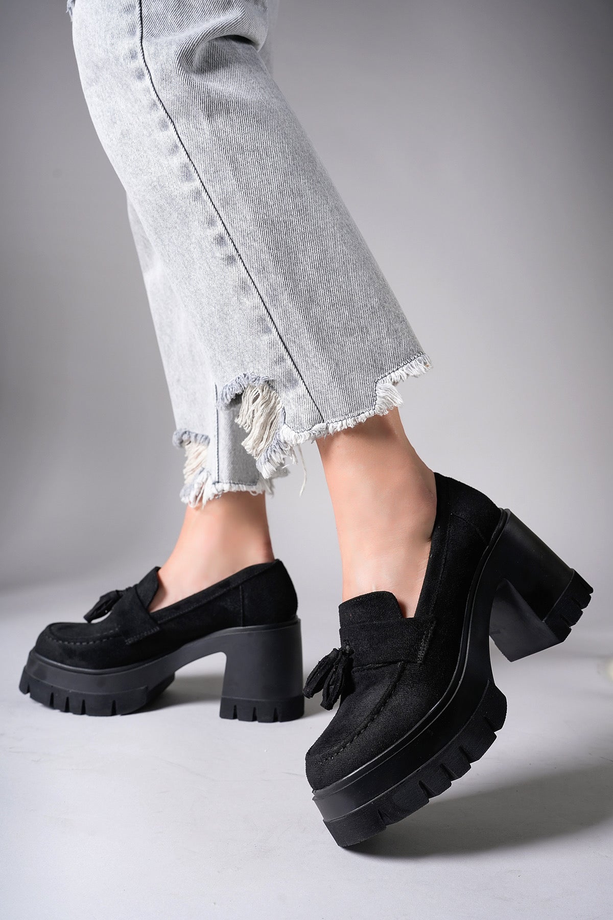Riccon Aendorei Kadın Loafer 0012509 Siyah Süet