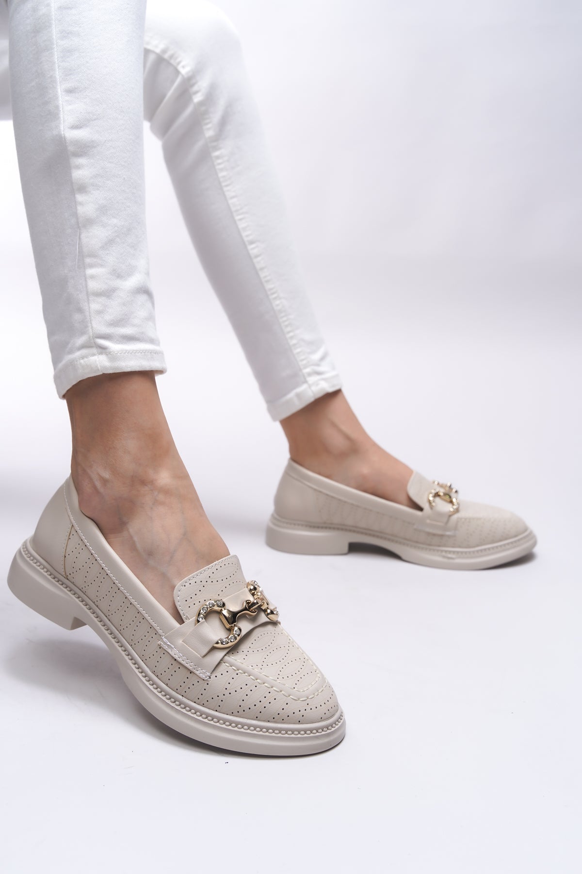 Riccon Jintheris Kadın Loafer 0012453 Ten Cilt