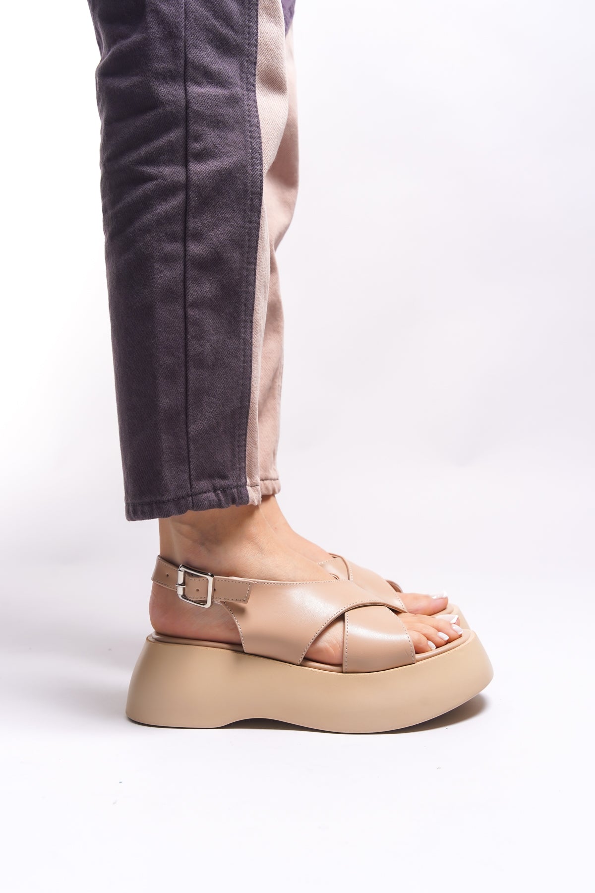 Riccon Jahabelle Kadın Sandalet 0012803 Nude Cilt