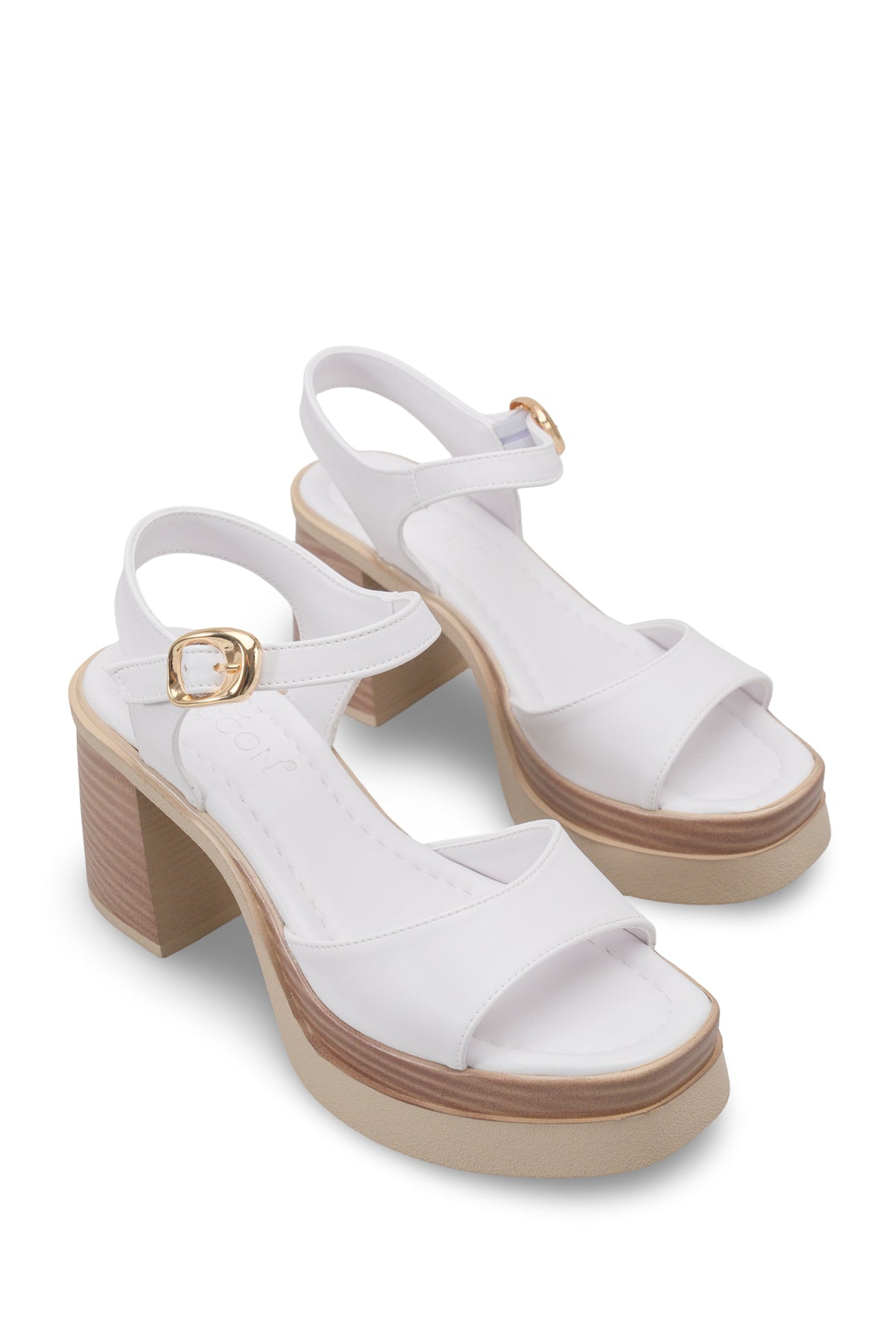 Riccon Kadın Topuklu Sandalet 0012304 Beyaz Cilt