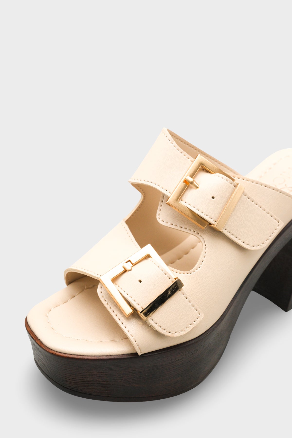 Riccon Kadın Topuklu Terlik 0012771 Bej Cilt