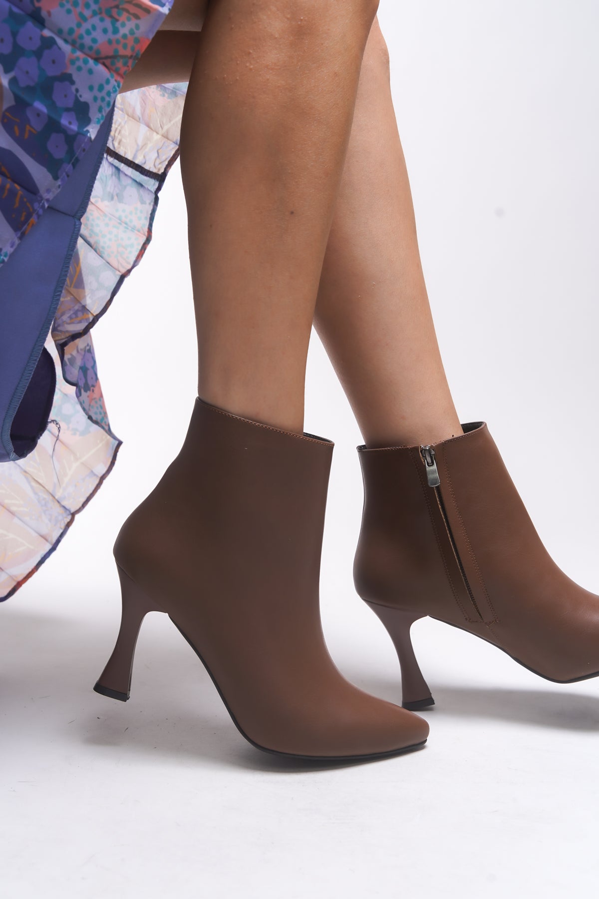 Riccon Ticlath Kadın Topuklu Bot 00128503 Taba Cilt