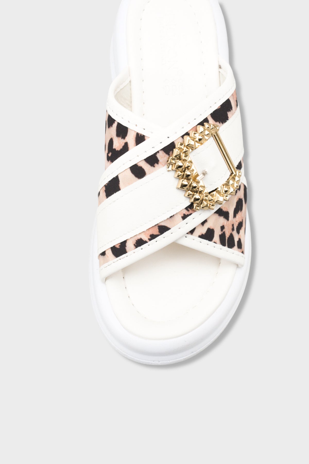 Riccon Kadın Terlik 00121023 Beyaz Leopar