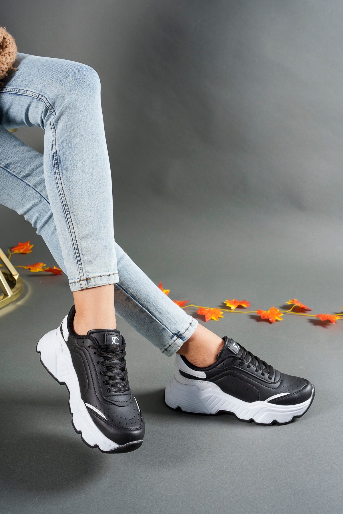 Riccon kadin Sneaker 0012146 Siyah Beyaz