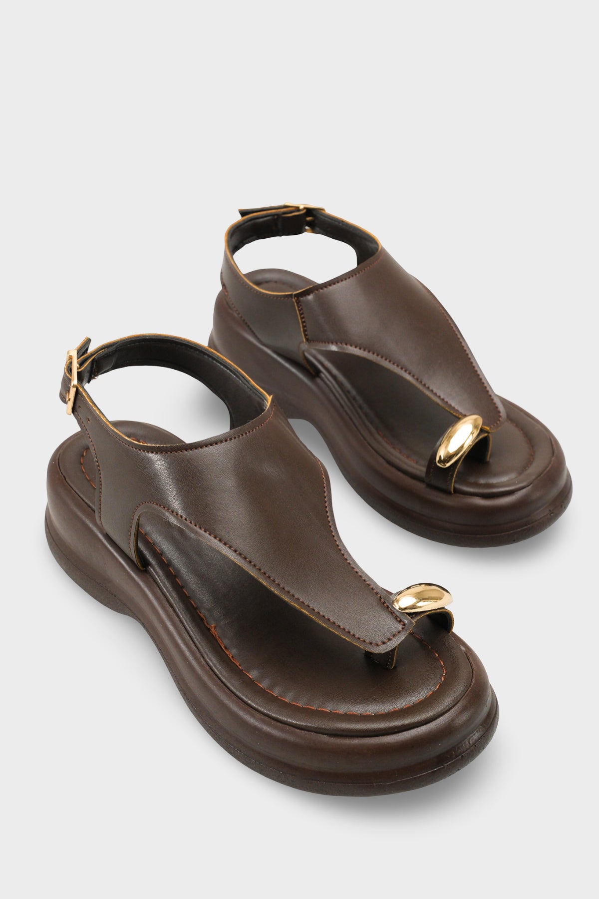 Riccon Kadın Parmak Arası Sandalet 00121060 Kahverengi