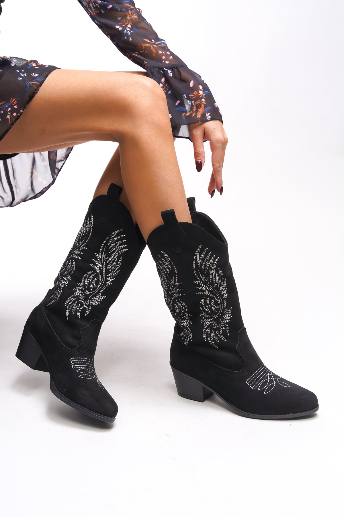 Riccon Ihiovana Kadın Nakışlı Western Çizme 0012886