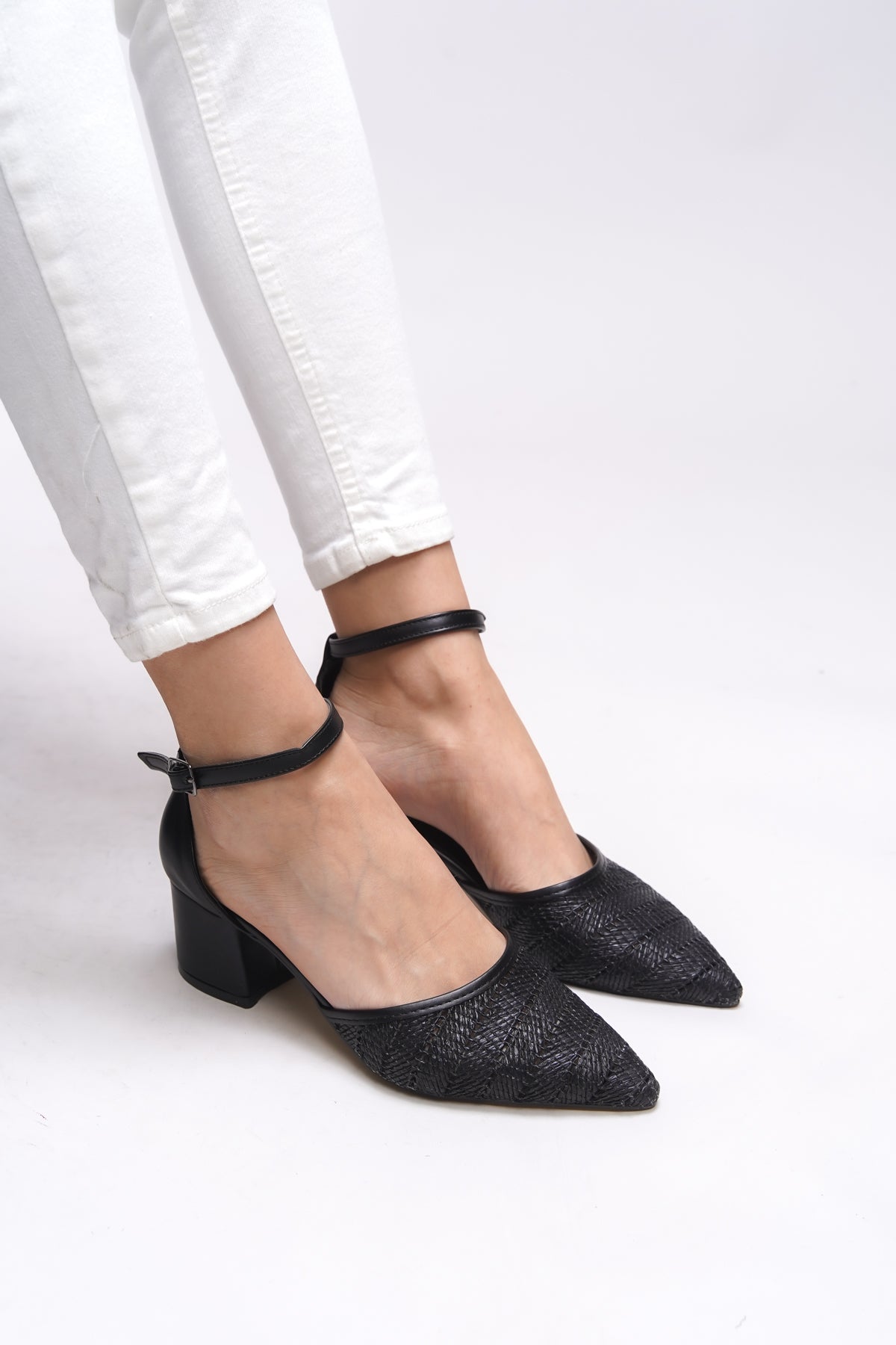 Riccon Mirrithe Kadın Sivri Burun Hasır Topuklu Ayakkabı 0012416