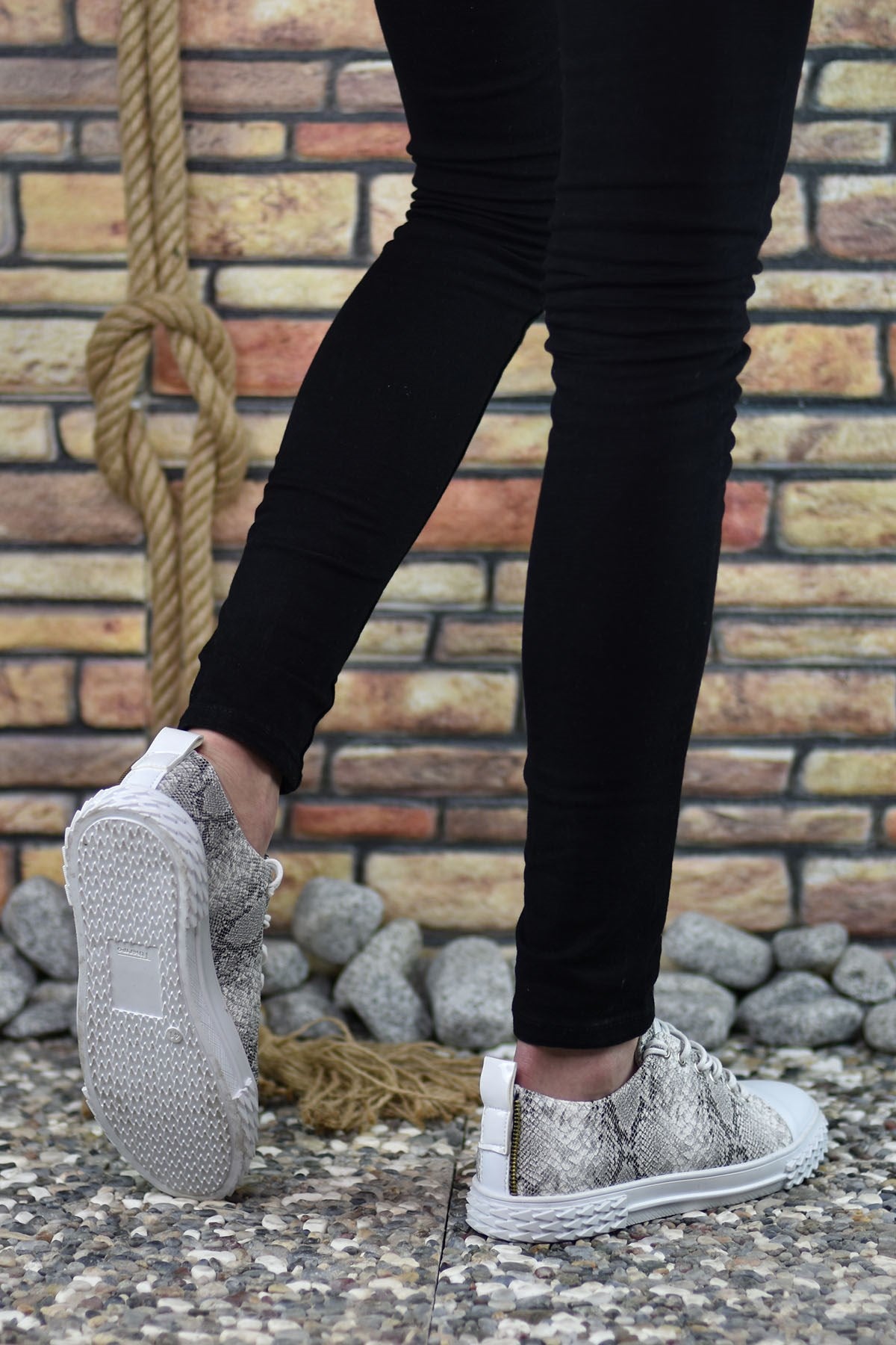 Riccon Erkek Sneaker 3D Baskılı Beyaz