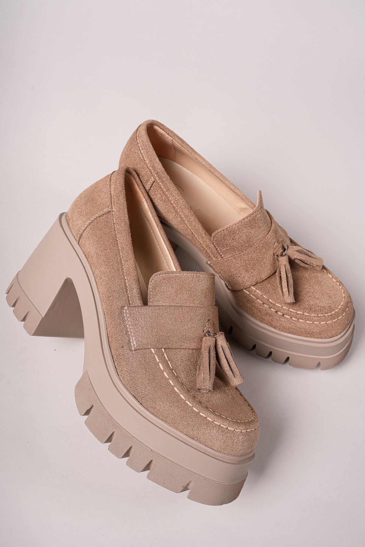 Riccon Aendorei Kadın Loafer 0012509 Vizon Süet