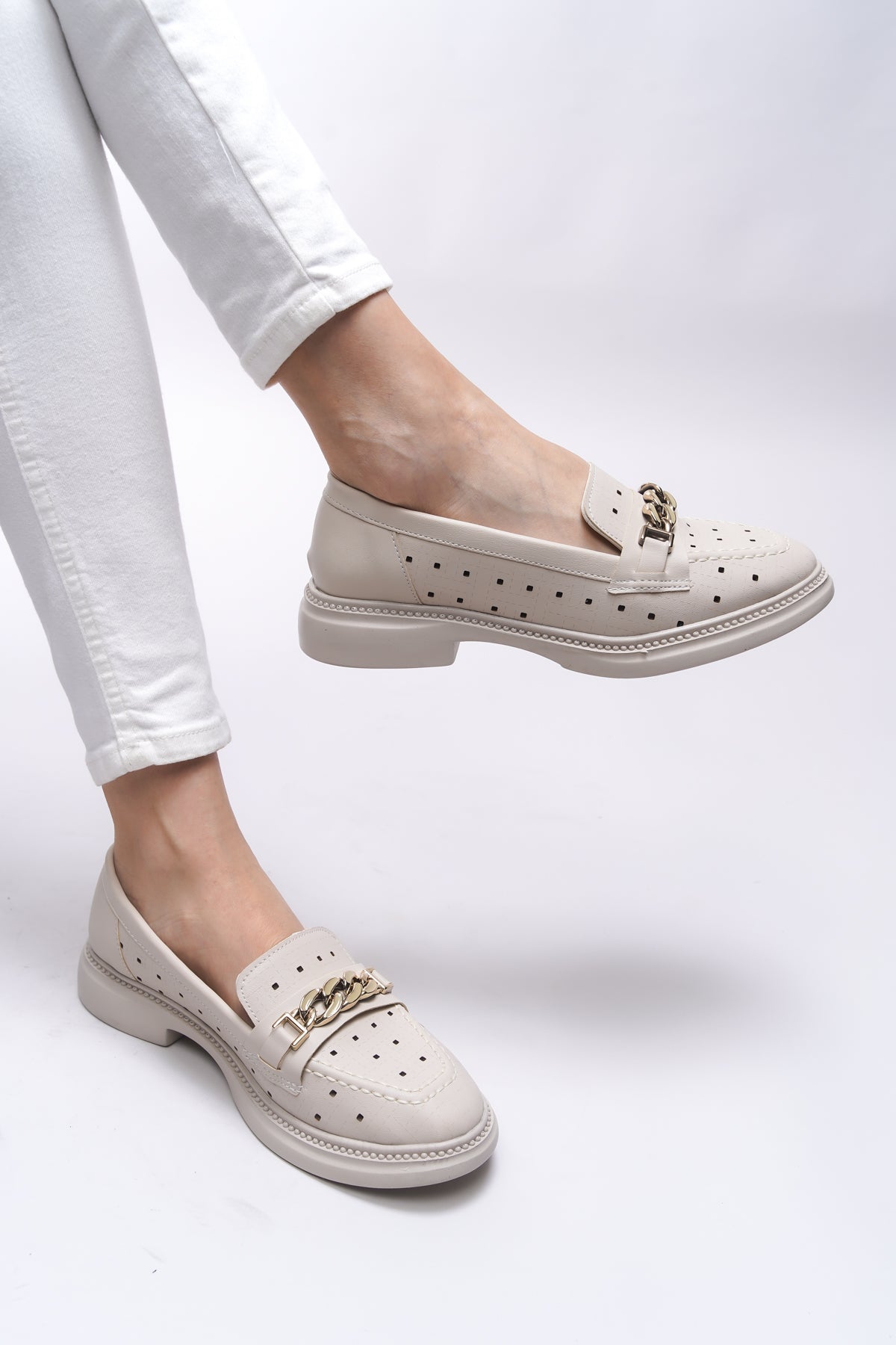 Riccon Jessimyra Kadın Loafer 0012454 Ten Cilt
