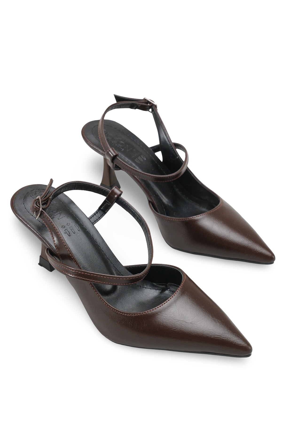 Riccon Kadın Sivri Burunlu Arkası Açık İnce Topuklu Ayakkabı 0012710 Kahverengi Rustik