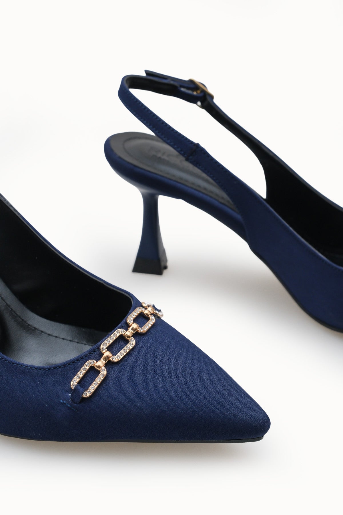 Riccon Kadın Sivri Burunlu Arkası Açık İnce Topuklu Ayakkabı 0012715 Mat Lacivert