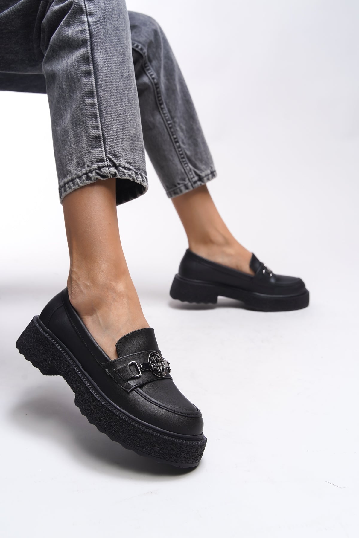Riccon Iomrukh Kadın Loafer 00121912 Siyah Cilt