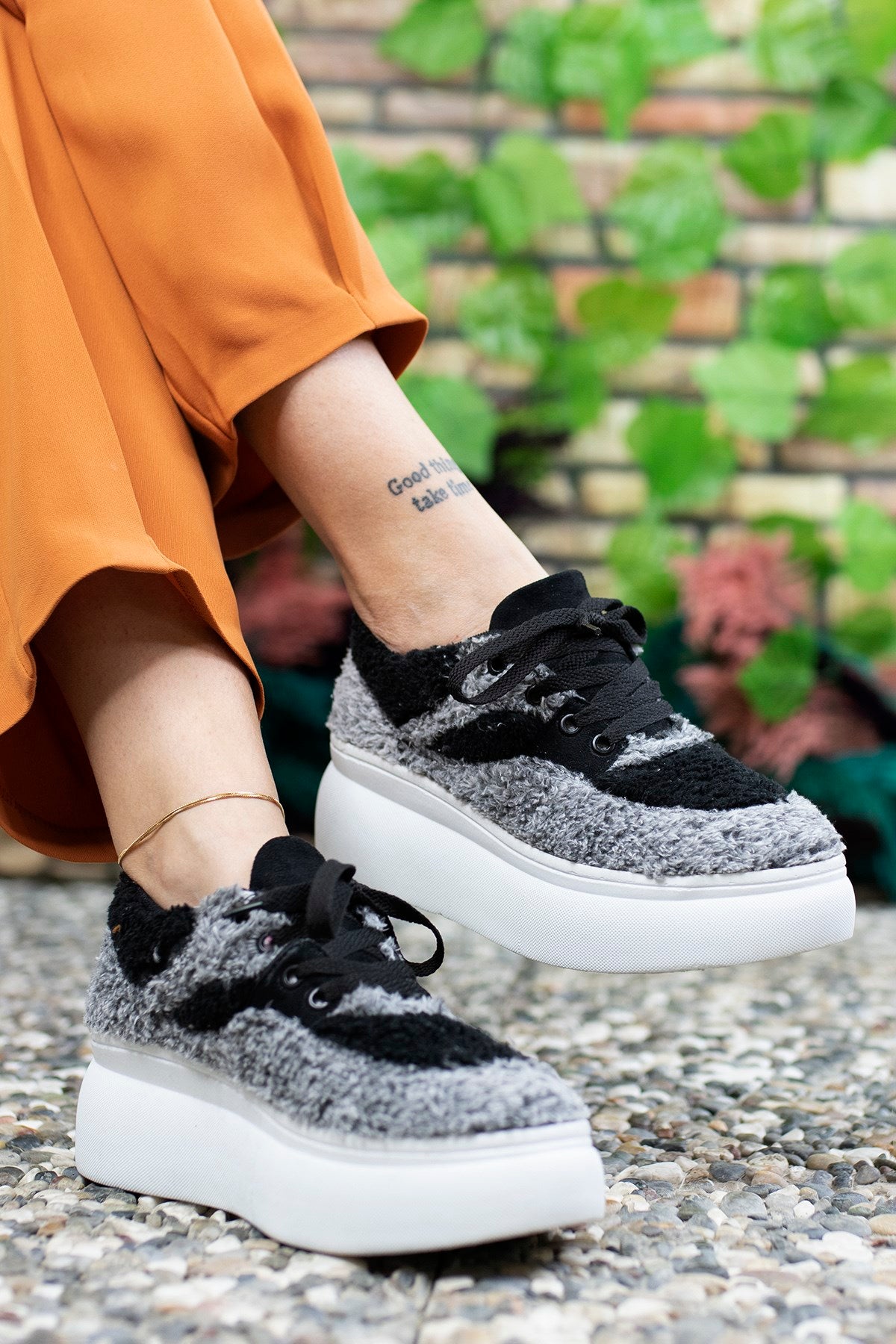 Riccon Kadın Tüylü Sneaker 0012106
