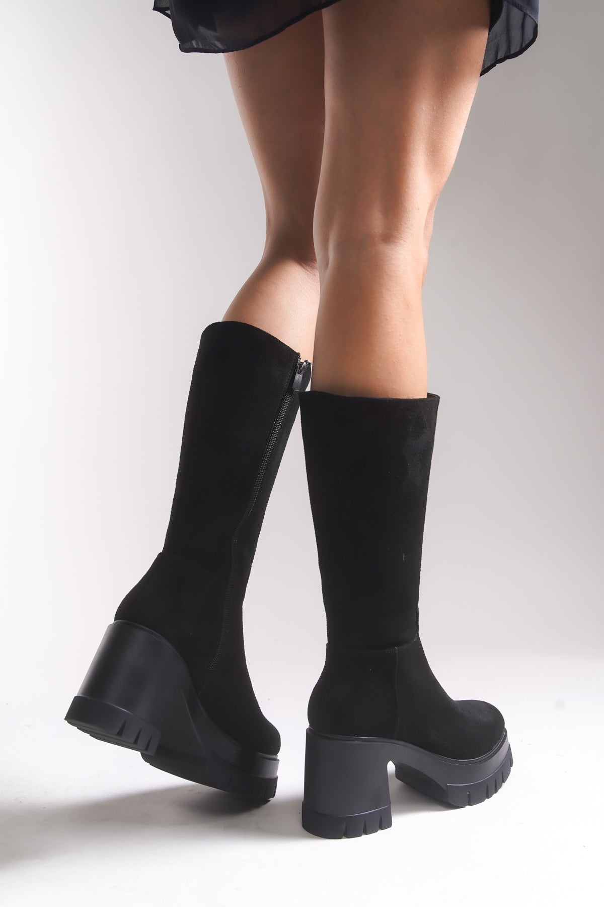 Riccon Lvamel Kadın Diz Altı Topuklu Çizme 0012501