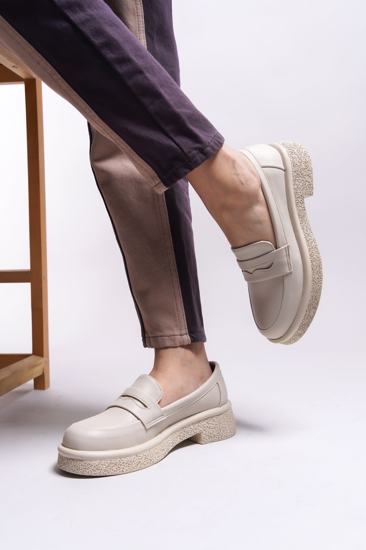 Riccon Ashlalona Kadın Loafer 00121201 Bej Cilt