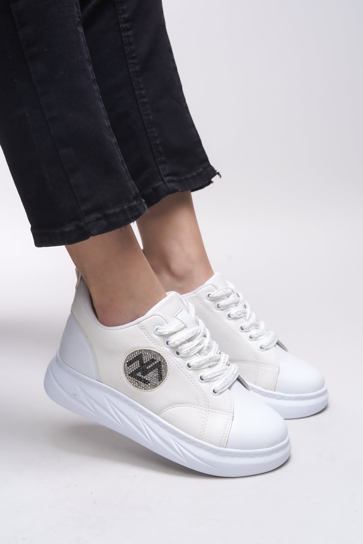 Riccon Libtihne Kadın Sneaker 0012238 Beyaz Keten