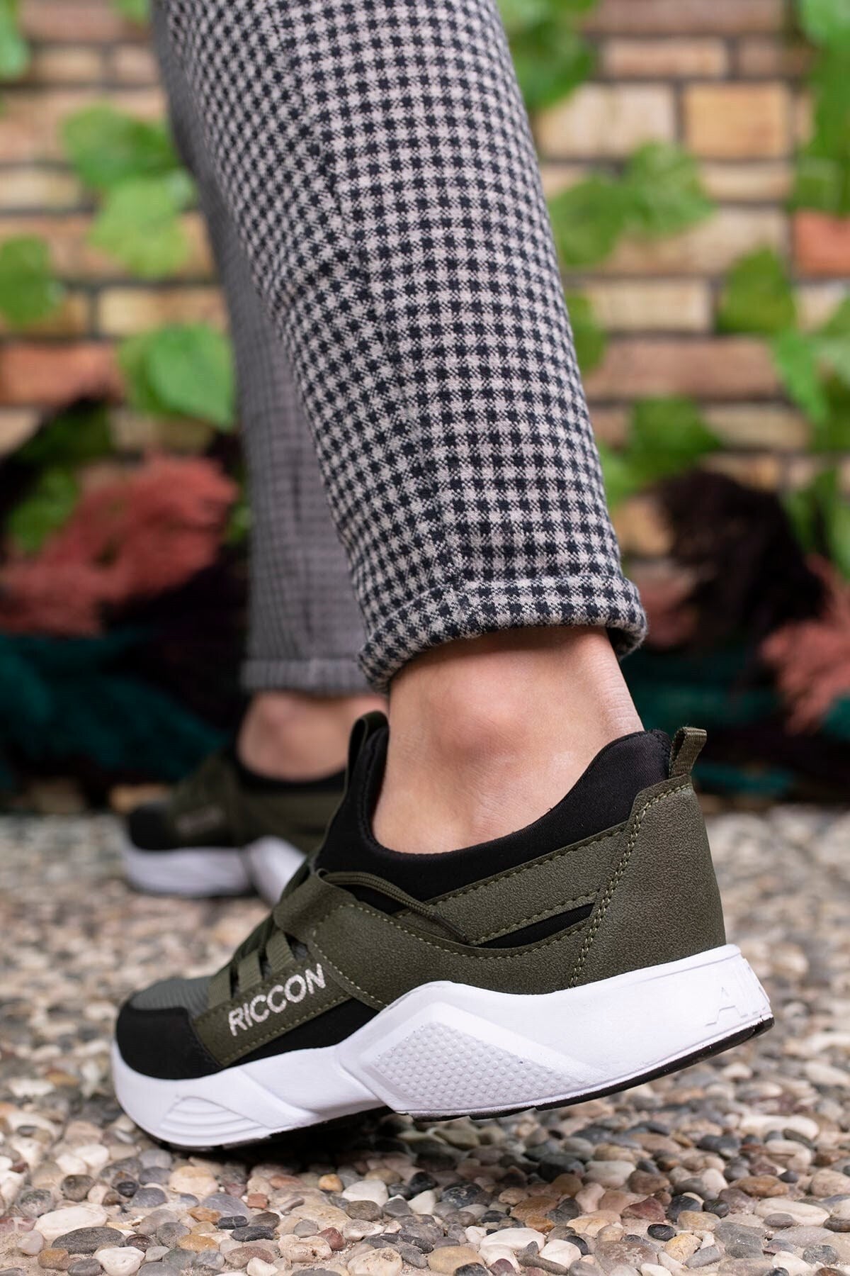 Riccon Unisex Sneaker 0012072 Haki Siyah Beyaz