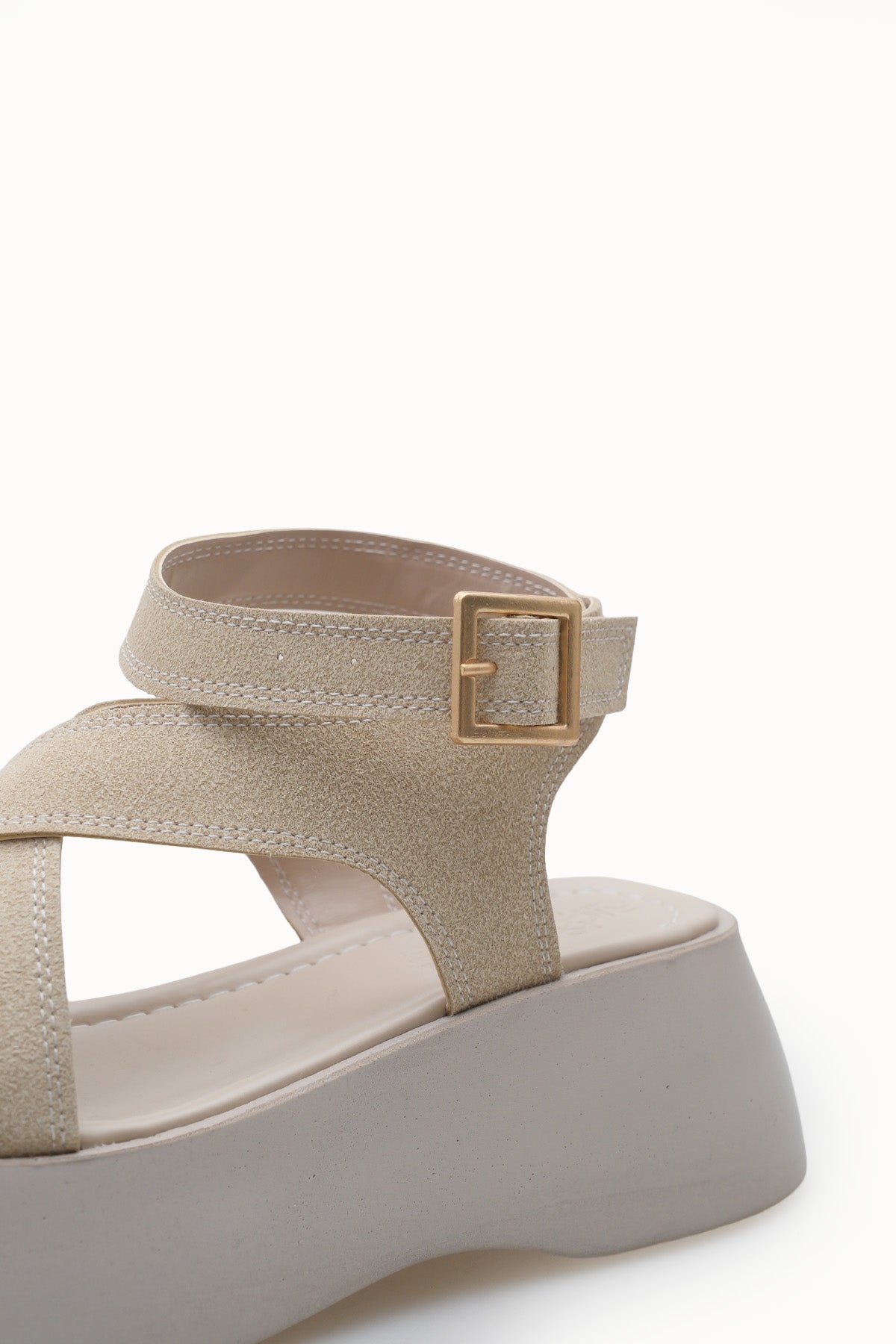 Riccon Kadın Sandalet 0012810 Bej Deri Dokulu