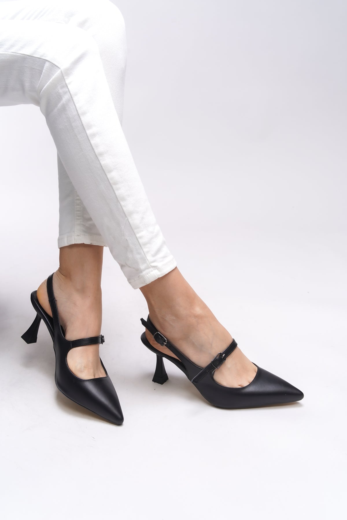 Riccon Melilendra Kadın Arkası Açık Sivri Burun Stiletto 0012701