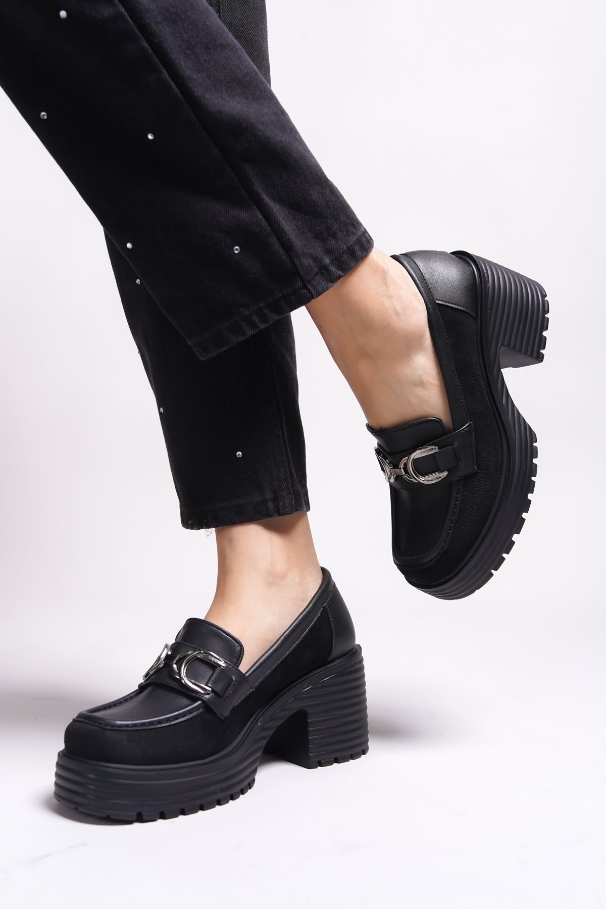 Riccon Gwassien Kadın Loafer 0012500 Siyah Süet
