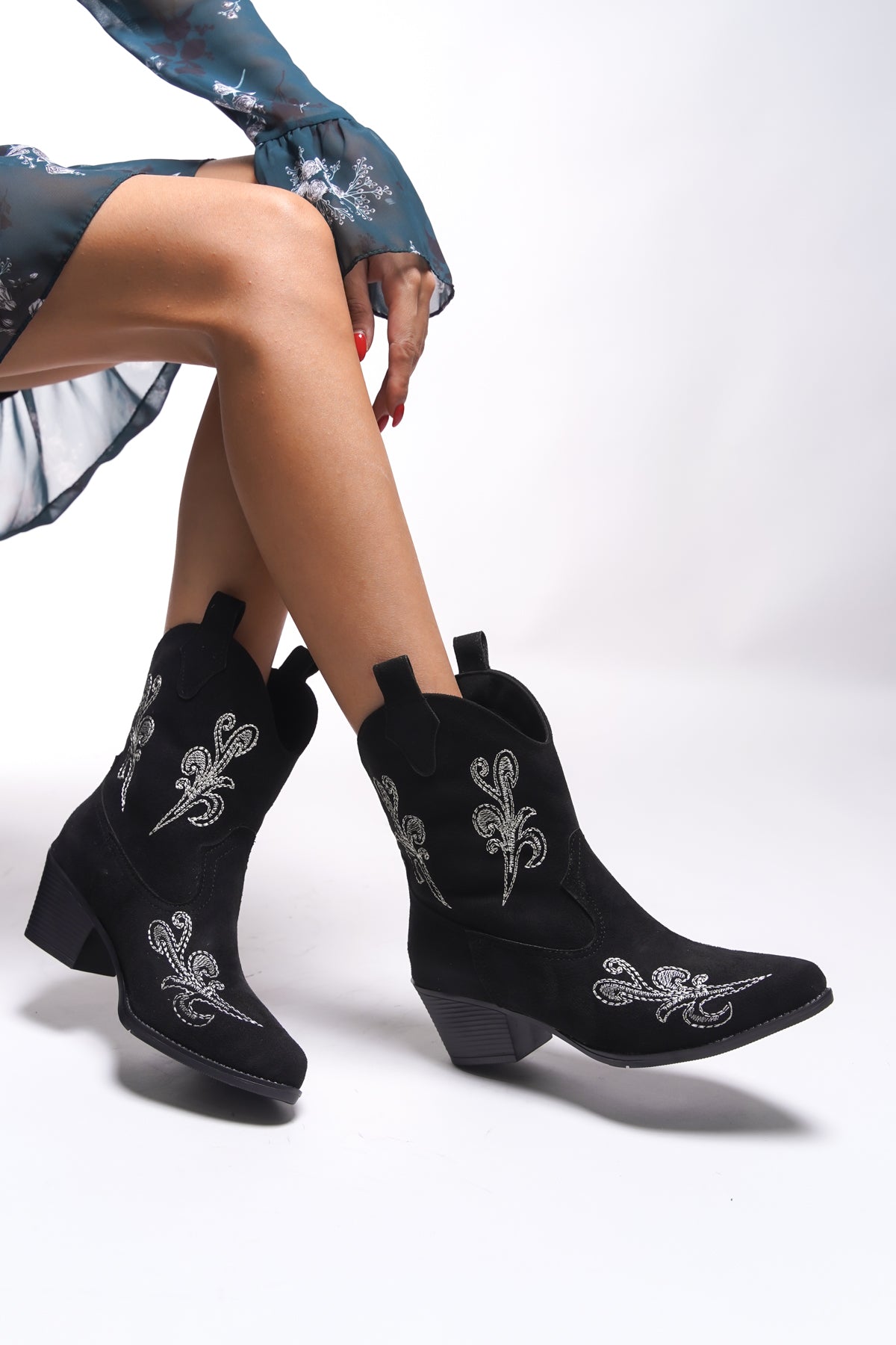 Riccon Braureas Kadın Nakışlı Western Bot 0012708