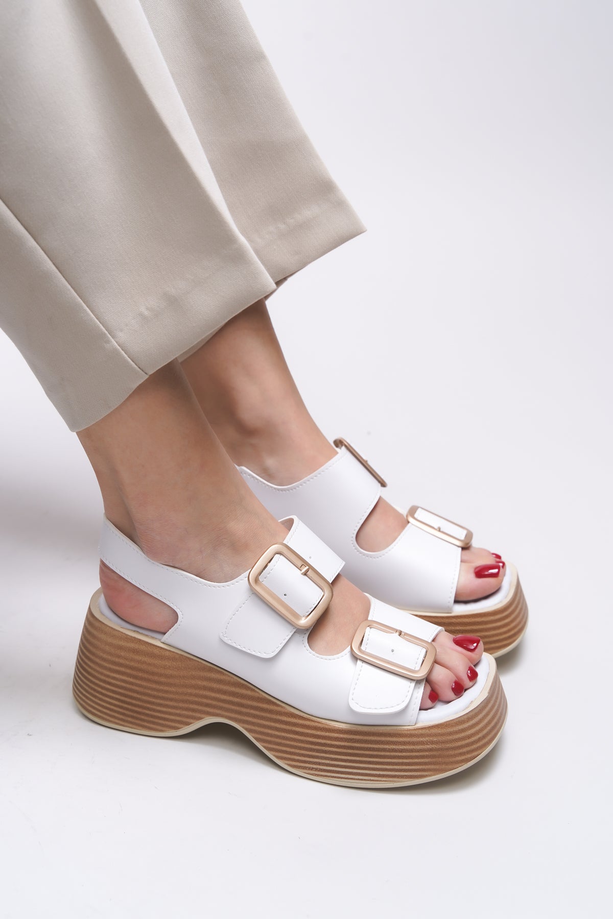 Riccon Zinkilia Kadın Çift Tokalı Sandalet 001292