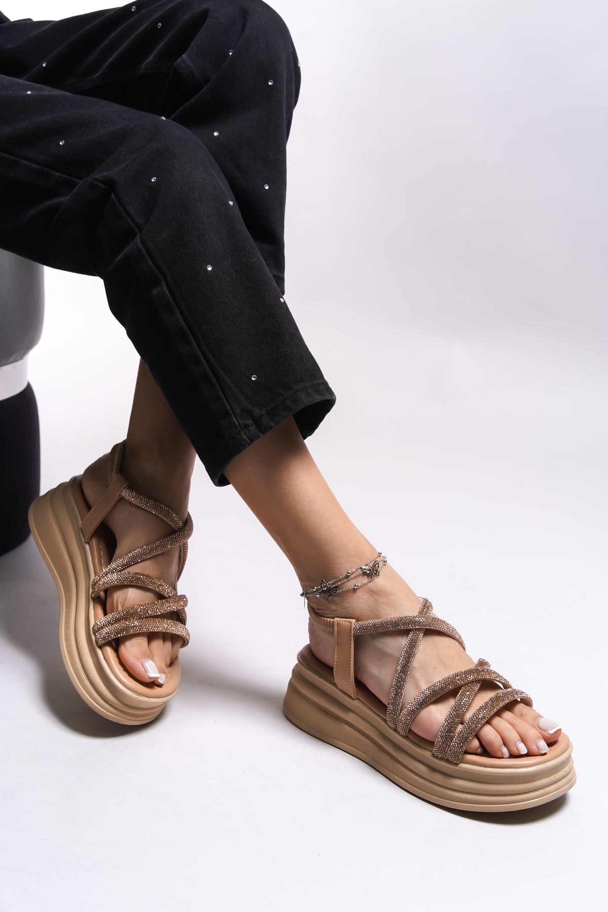 Riccon Nelnurth Kadın Sandalet 0012308 Nude
