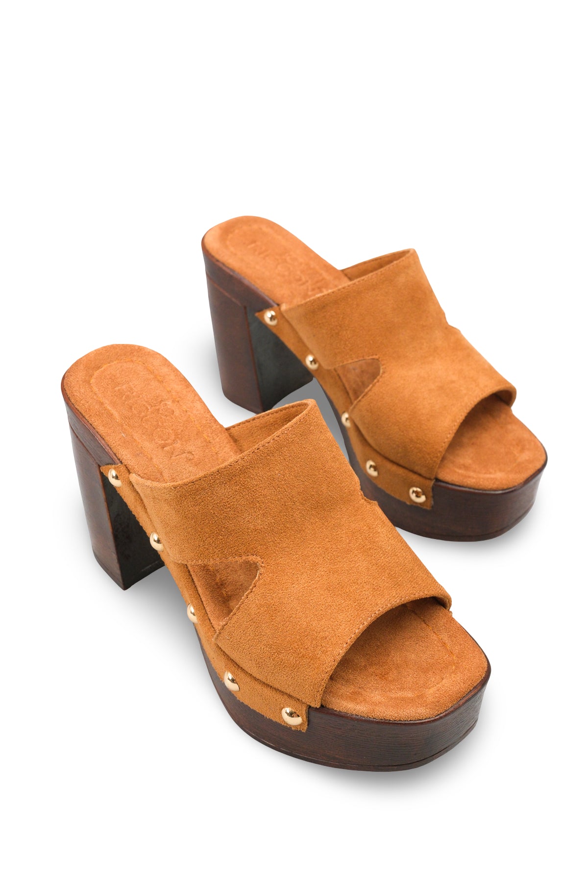 Riccon Kadın Topuklu Terlik 0012778 Taba Süet