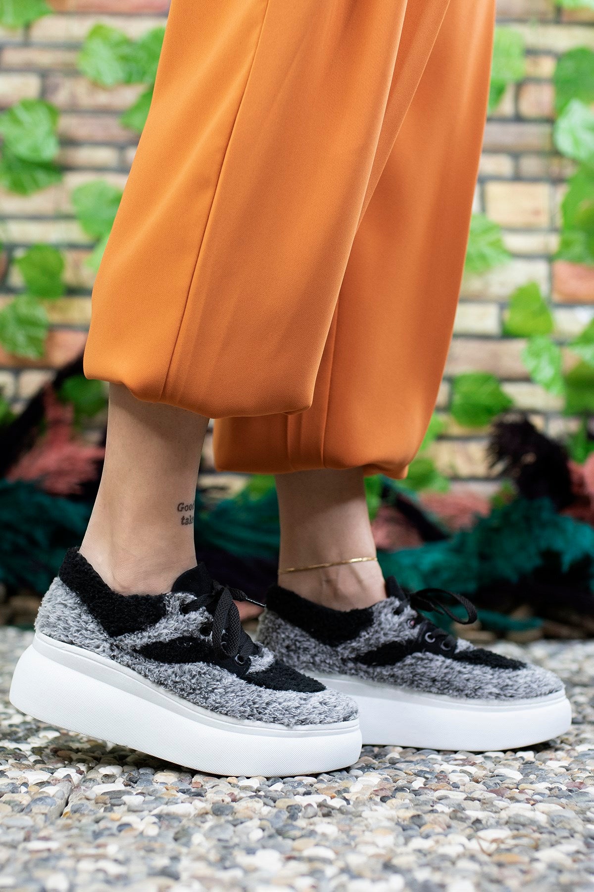 Riccon Kadın Tüylü Sneaker 0012106
