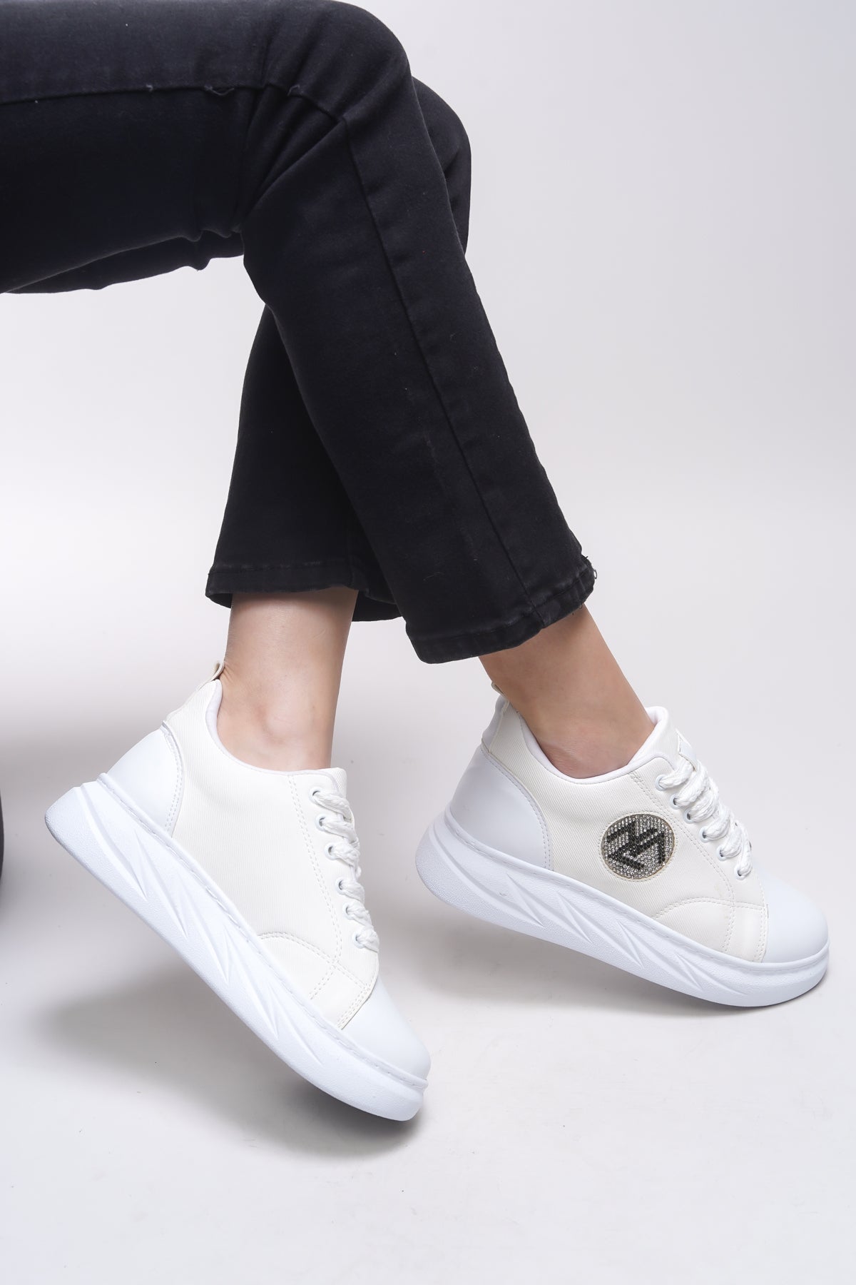 Riccon Libtihne Kadın Sneaker 0012238 Beyaz Keten