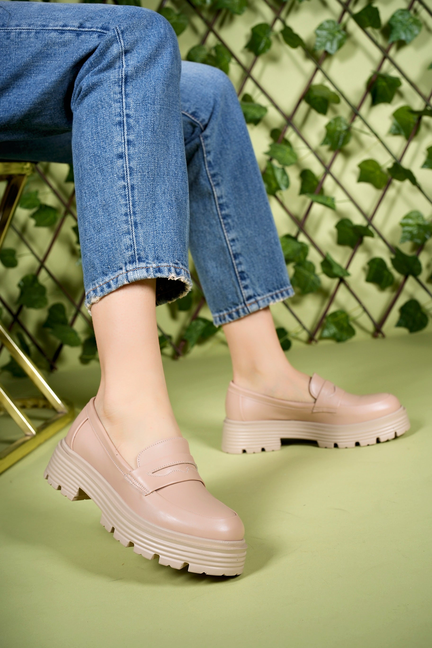 Riccon Kadın Günlük Loafer Ayakkabı 0012920 Nude Cilt