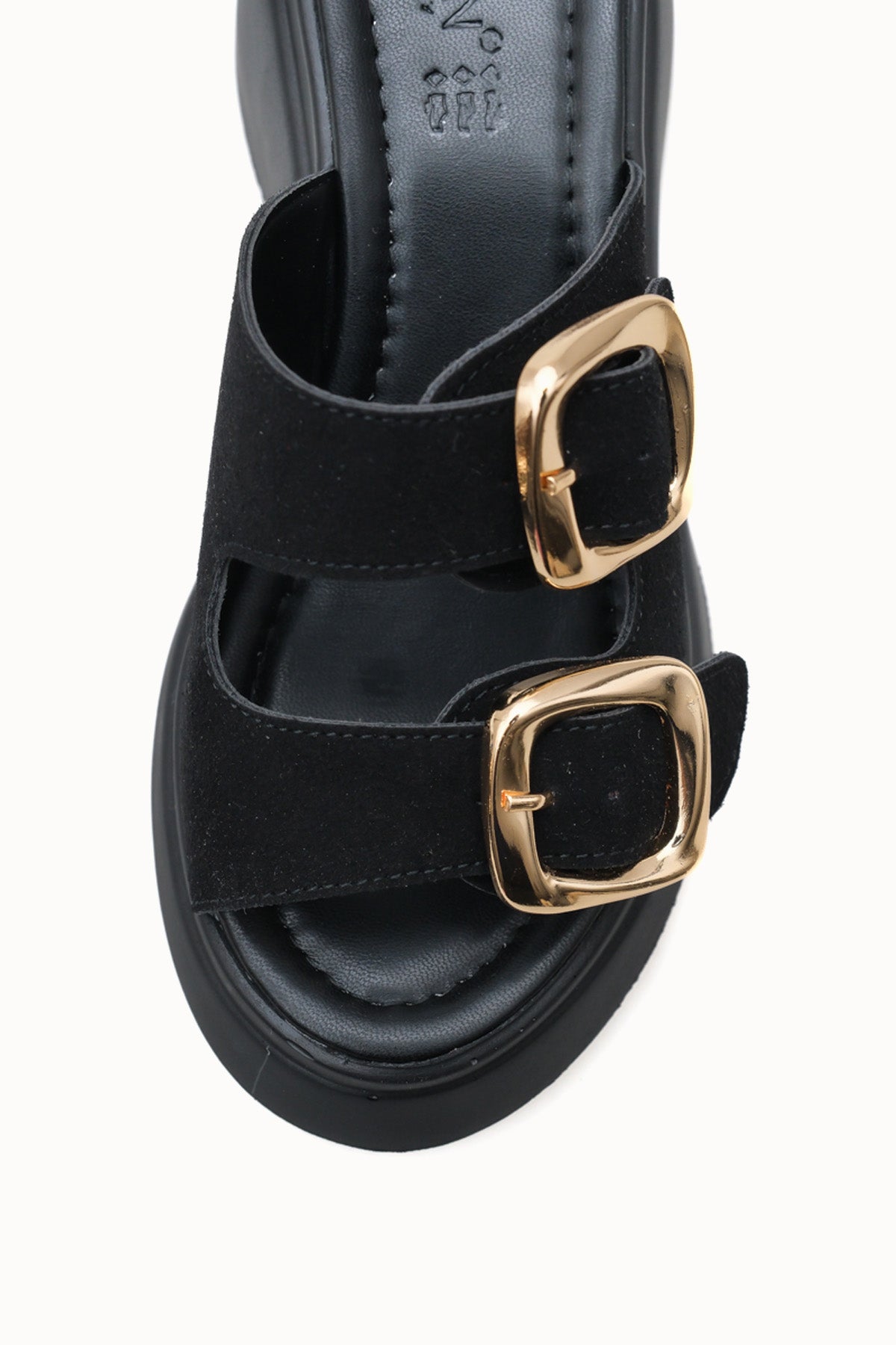 Riccon Heilrele Kadın Terlik 0012908 Siyah Deri Dokulu