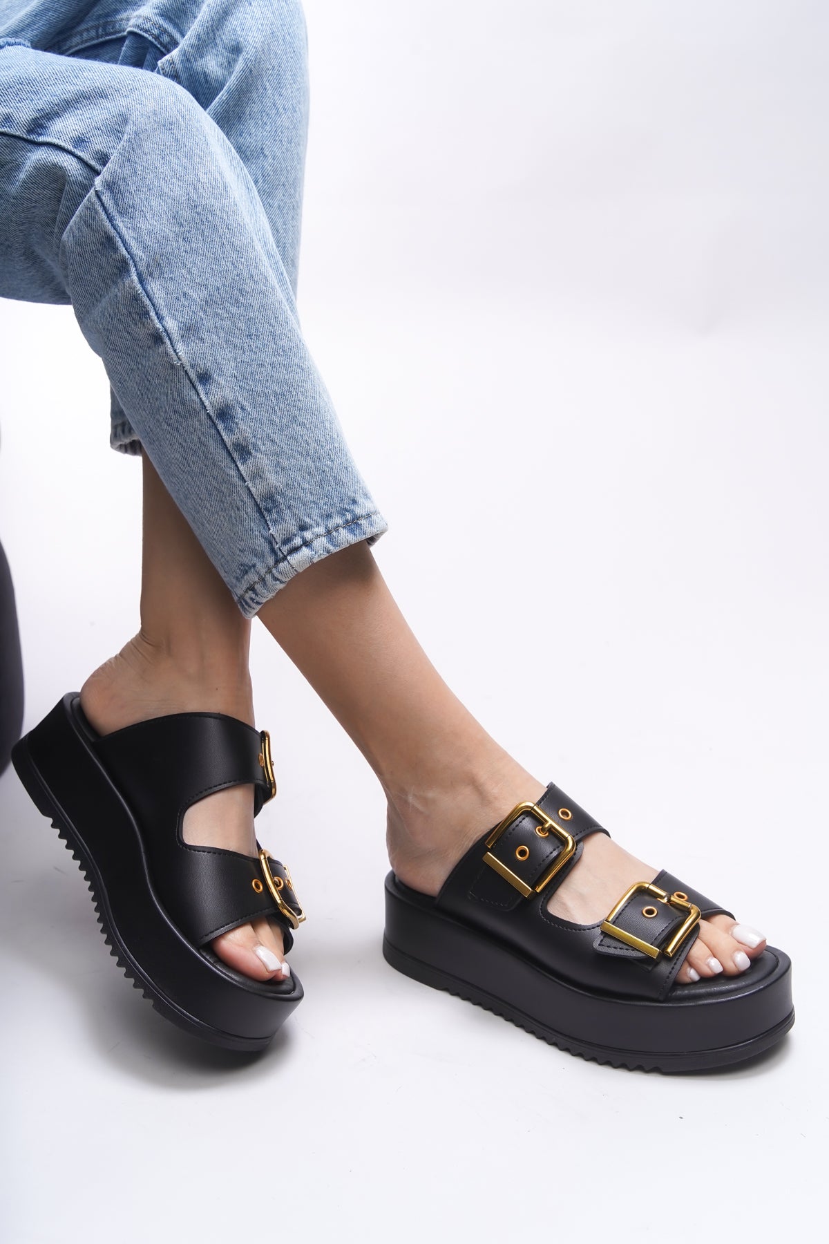 Riccon Winledha Kadın Çift Tokalı Terlik 001278