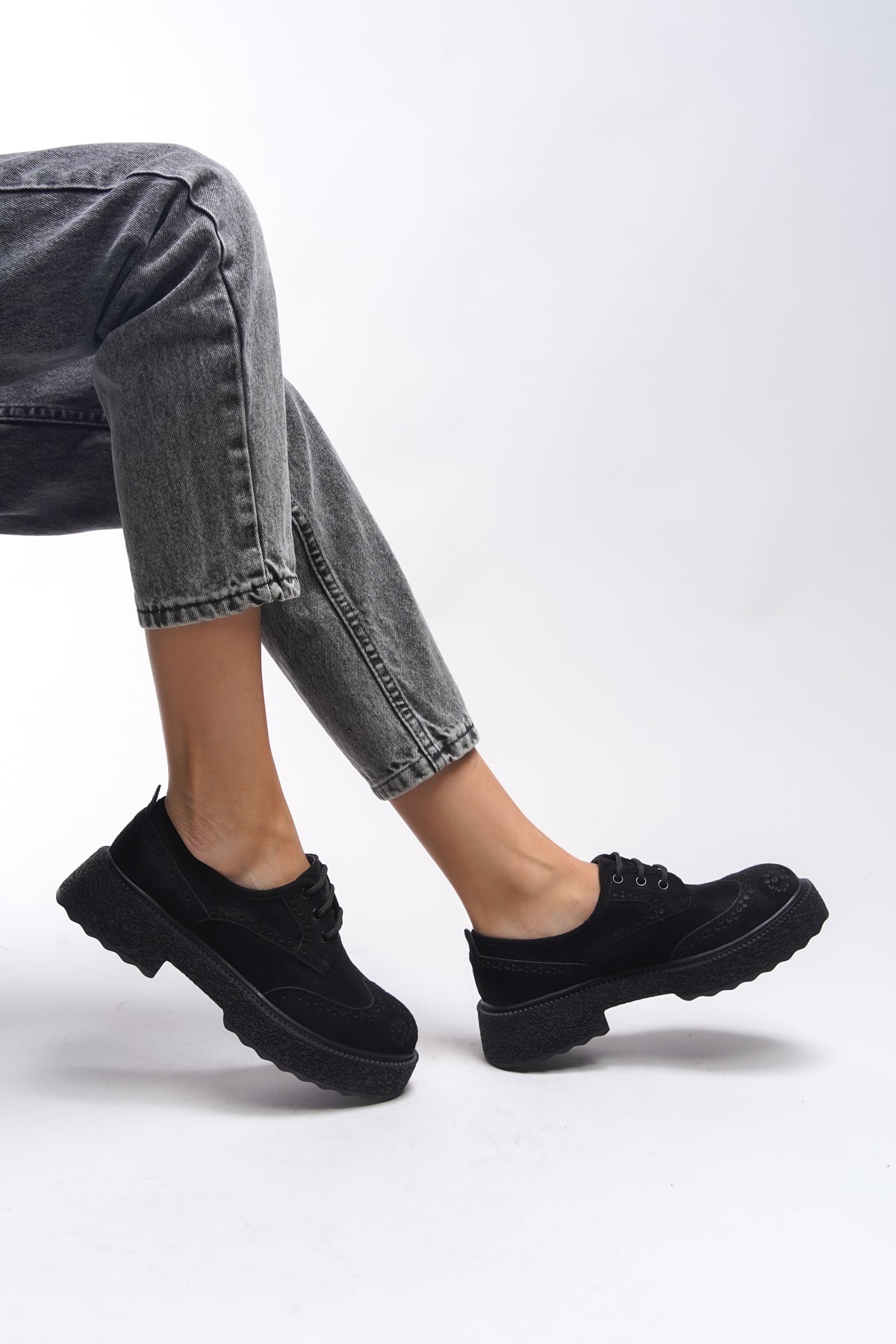 Riccon Oknyrth Kadın Bağcıklı Loafer 00121990 Siyah Süet